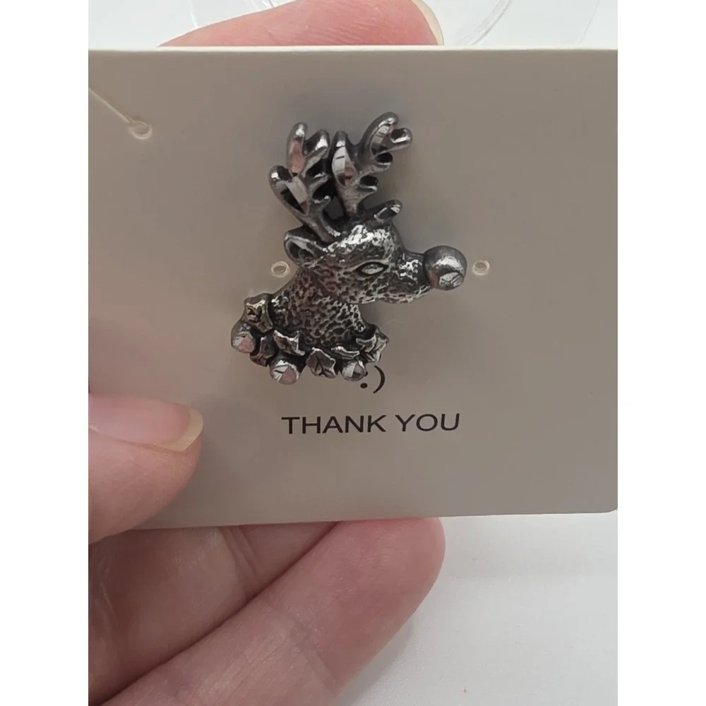 Pewter Diamond Cut Reindeer Lapel Pin